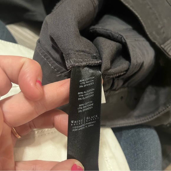 White House Black Market Grey Cargo Zippered Ankle Skinny Jeans; 10R - Picture 6 of 12